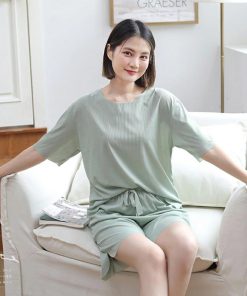 涼しいパジャマセット ルームウェア 部屋着 レディース 夏 春 セットアップ 上下2点セットタイプ ナイトウェア 涼しい ルームウエア シンプルな無地 柔らかく